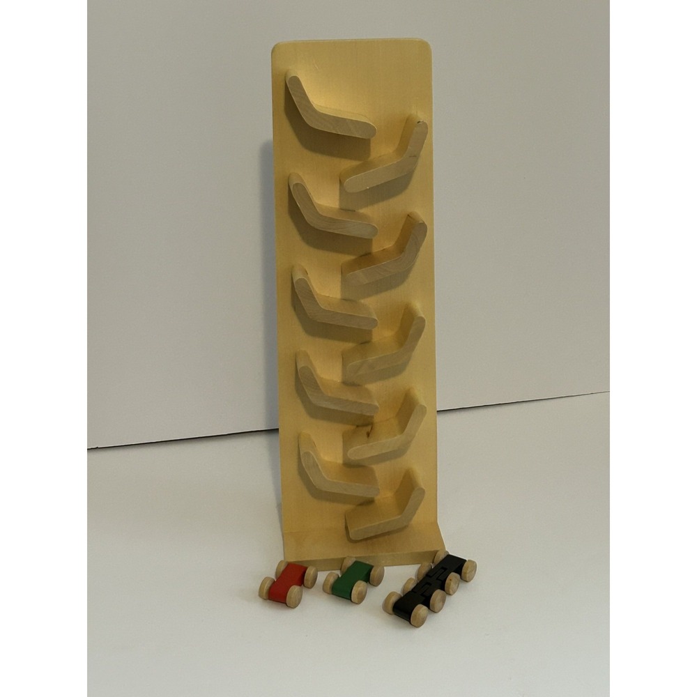 Cascade Tower Wood Toy Zig Zag Racetrack with Cars Train Centipede Marble Run
